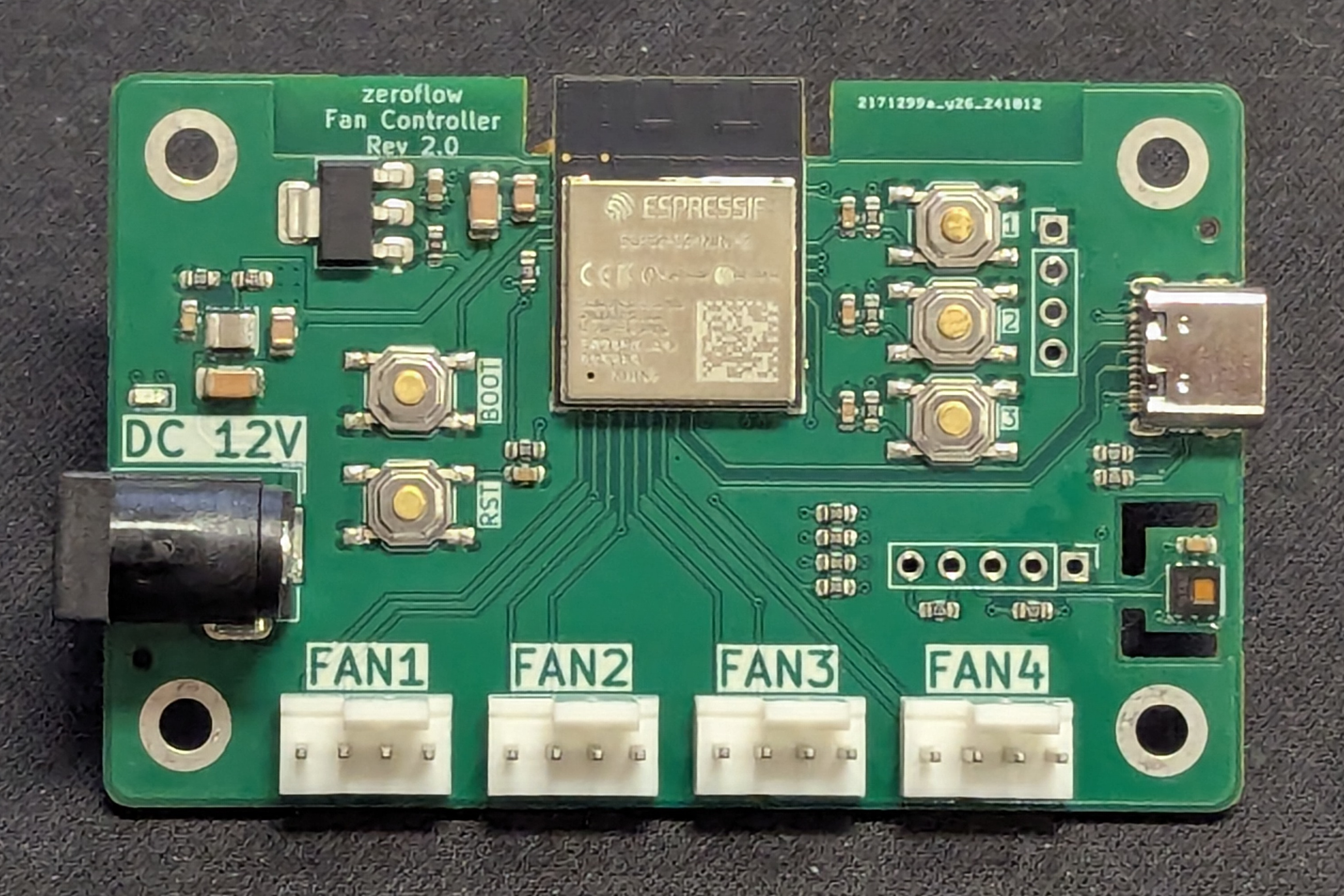 ESP32-S2 WiFi Fan Controller Rev 2.0 PCB - upgraded to ESP32-S2 with USB-C flashing
