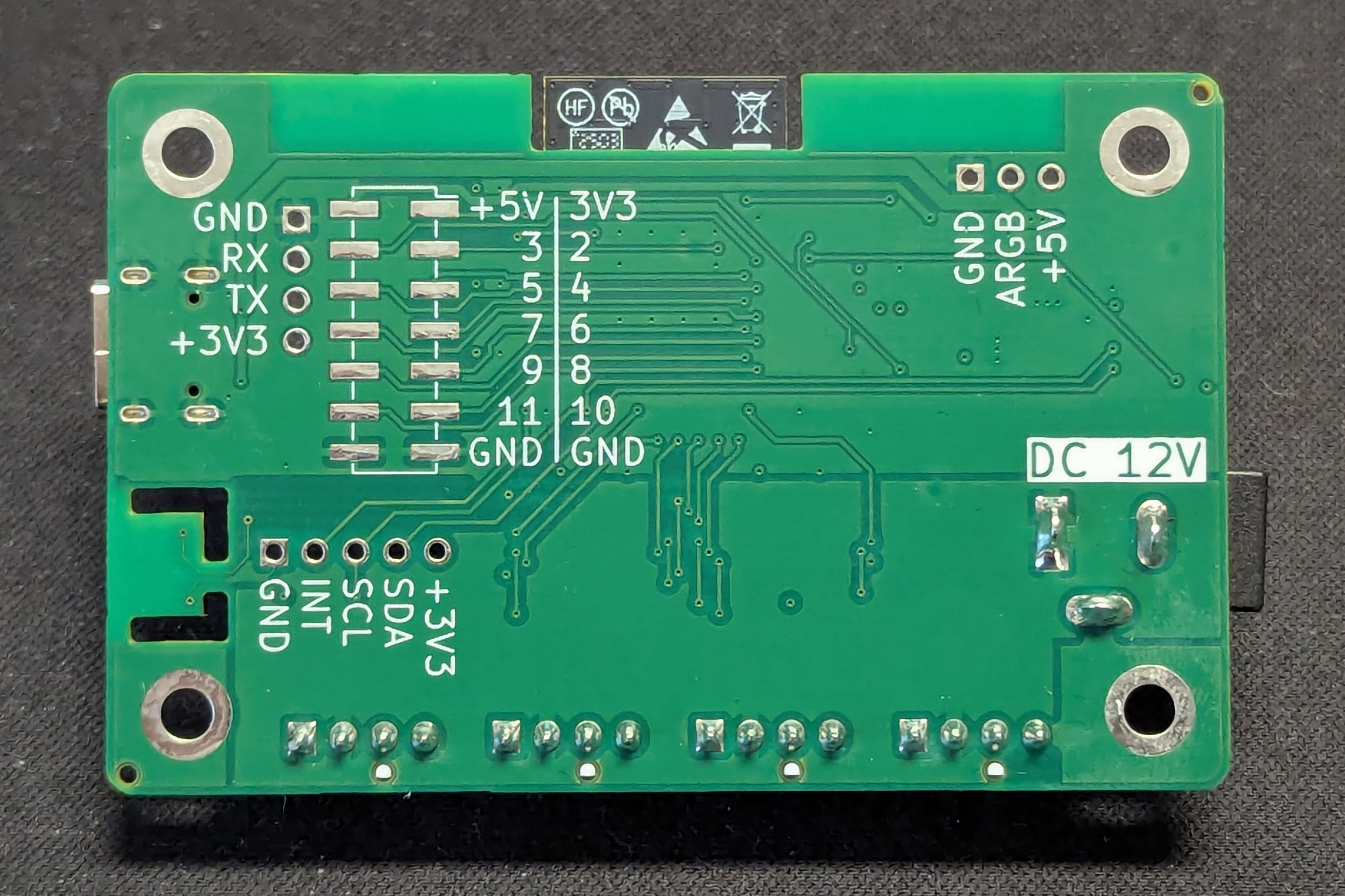 ESP32-S2 WiFi Fan Controller Rev 3.0 PCB back - SMD expansion header